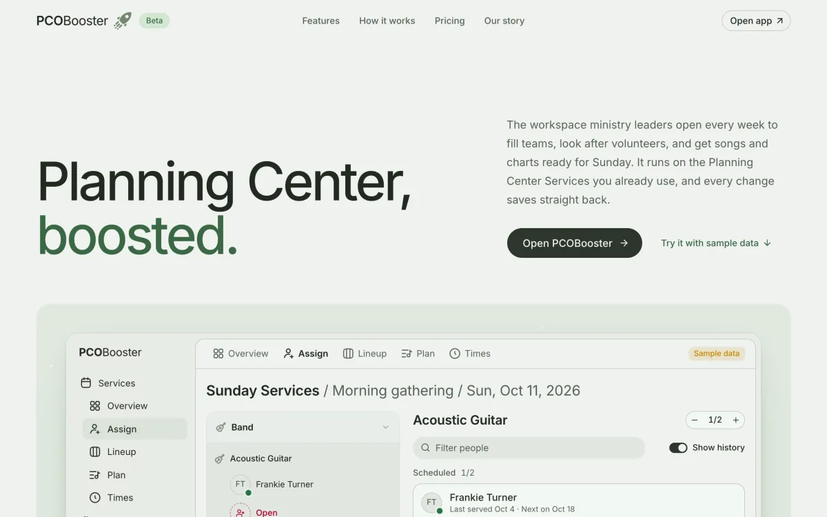 The PCOBooster landing page