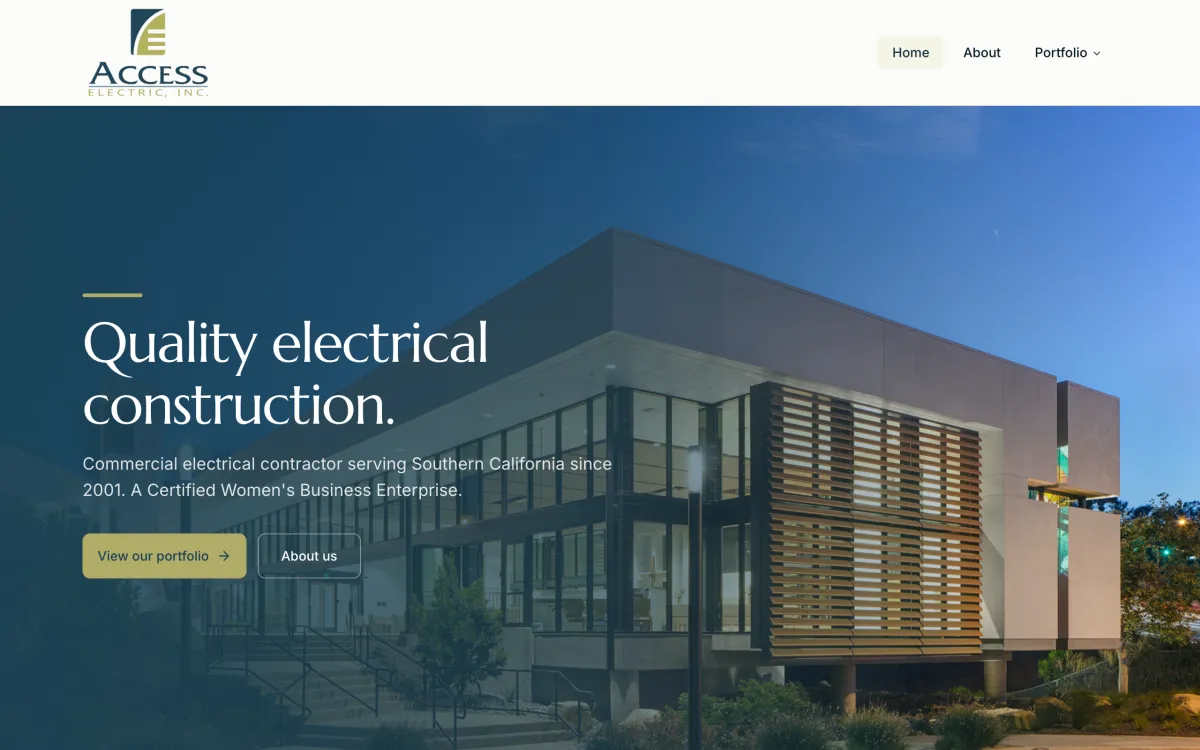 The Access Electric home page